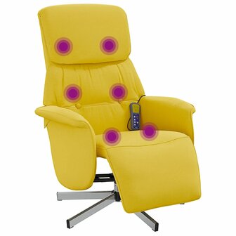 Massagestoel verstelbaar met voetensteun stof lichtgeel 2