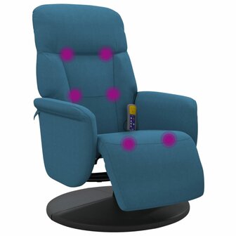 Massagestoel verstelbaar met voetensteun fluweel blauw 2