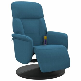 Massagestoel verstelbaar met voetensteun fluweel blauw 3