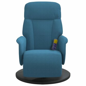 Massagestoel verstelbaar met voetensteun fluweel blauw 4