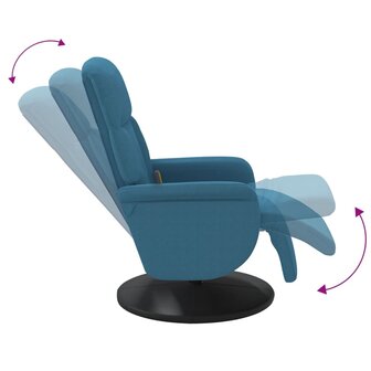 Massagestoel verstelbaar met voetensteun fluweel blauw 7