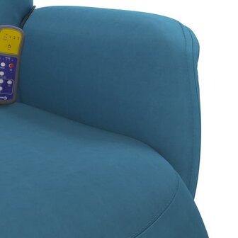 Massagestoel verstelbaar met voetensteun fluweel blauw 8