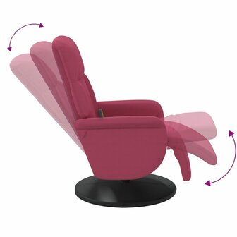 Massagestoel verstelbaar met voetensteun fluweel wijnrood 7