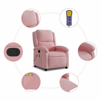 Massagestoel verstelbaar fluweel roze 8