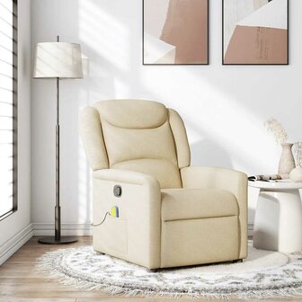 Massagestoel verstelbaar stof cr&egrave;mekleurig 1