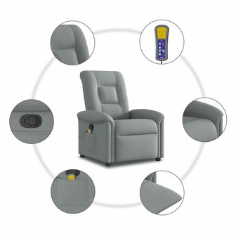 Massagestoel verstelbaar stof lichtgrijs 8