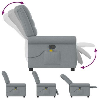 Massagestoel verstelbaar stof lichtgrijs 6