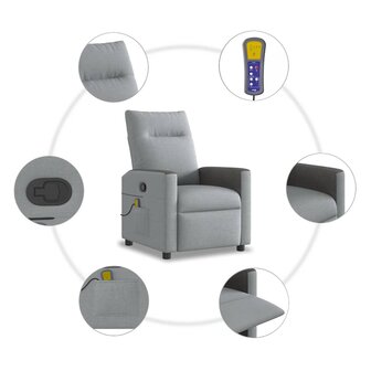 Massagestoel verstelbaar stof lichtgrijs 8