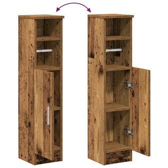 Badkamerkast met rolhouder 20,5x22x90 cm oud houtkleurig 8