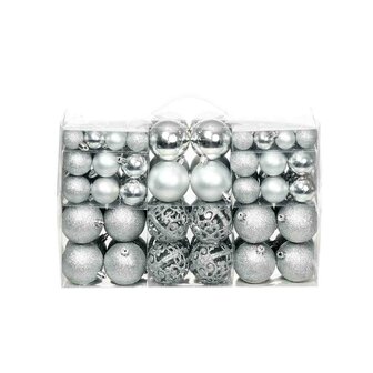 100-delige Kerstballenset 3/4/6 cm zilverkleurig 1
