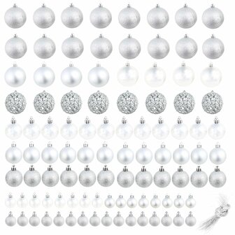 100-delige Kerstballenset 3/4/6 cm zilverkleurig 2
