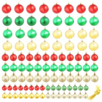 Kerstballen 100 st rood/goudkleurig/groen 2