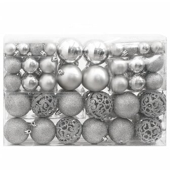 111-delige Kerstballenset polystyreen zilverkleurig 2