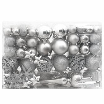 111-delige Kerstballenset polystyreen zilverkleurig 3