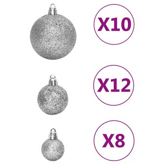 111-delige Kerstballenset polystyreen zilverkleurig 5