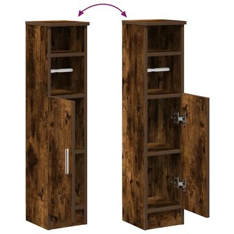 Badkamerkast met rolhouder 20,5x22x90 cm gerookt eikenkleurig 8