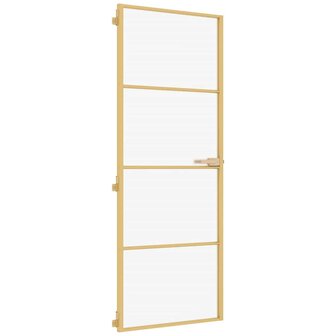 Binnendeur smal 76x201,5 cm gehard glas en aluminium goudkleur 2