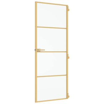 Binnendeur smal 76x201,5 cm gehard glas en aluminium goudkleur 5