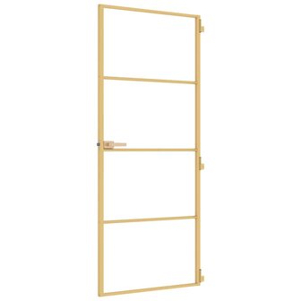 Binnendeur smal 83x201,5 cm gehard glas en aluminium goudkleur 5