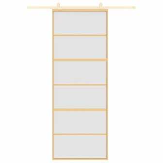 Schuifdeur 76x205 cm mat ESG-glas en aluminium goudkleurig 3