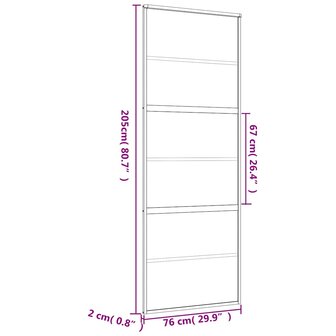 Schuifdeur 76x205 cm mat ESG-glas en aluminium goudkleurig 9