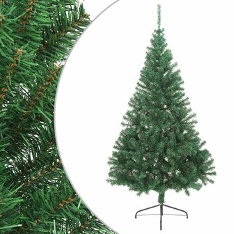 Kunstkerstboom met standaard half 180 cm PVC groen 1