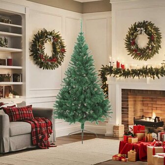 Kunstkerstboom met standaard half 180 cm PVC groen 2