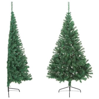 Kunstkerstboom met standaard half 180 cm PVC groen 4