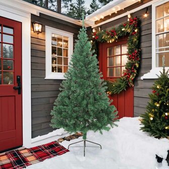 Kunstkerstboom met standaard half 210 cm PVC groen 2