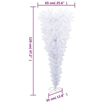 Kunstkerstboom met standaard omgekeerd 120 cm wit 7