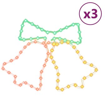 Kerstfiguren klokken met 72 LED&amp;apos;s 3 st 50x56 cm 2