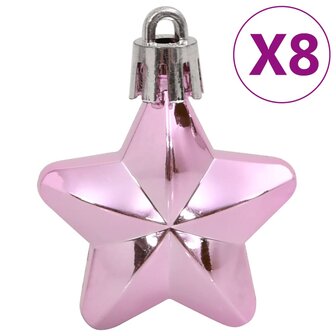 111-delige Kerstballenset polystyreen roze 8