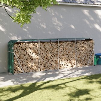 Haardhoutopslag 300x45x100 cm gegalvaniseerd staal groen 1