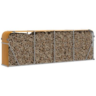 Haardhoutopslag 300x45x100 cm gegalvaniseerd staal houtlook 3
