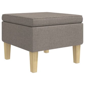 Kruk met houten poten stof taupe 2
