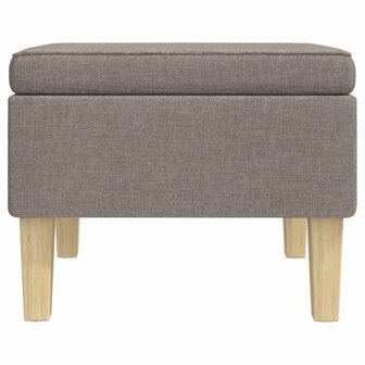 Kruk met houten poten stof taupe 3