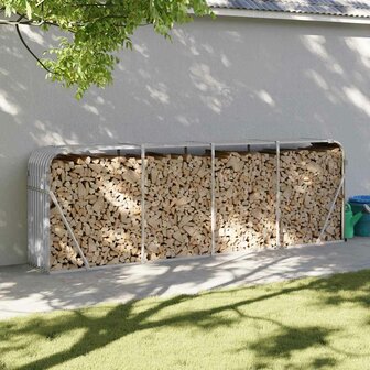 Haardhoutopslag 300x45x100 cm gegalvaniseerd staal lichtgrijs 1