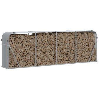 Haardhoutopslag 300x45x100 cm gegalvaniseerd staal lichtgrijs 3