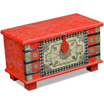Opbergkist 80x40x45 cm mangohout rood 2