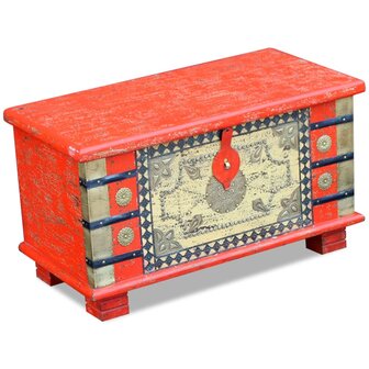 Opbergkist 80x40x45 cm mangohout rood 3