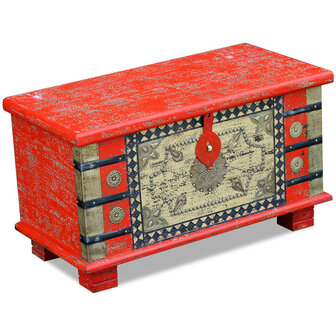 Opbergkist 80x40x45 cm mangohout rood 4