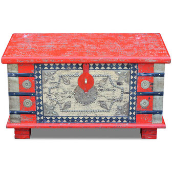 Opbergkist 80x40x45 cm mangohout rood 5