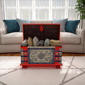 Opbergkist 80x40x45 cm mangohout rood 9