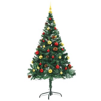Kunstkerstboom met verlichting en kerstballen 150 cm groen 4