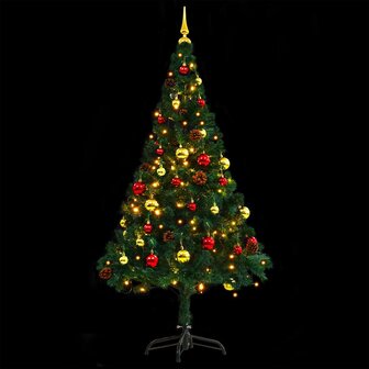 Kunstkerstboom met verlichting en kerstballen 150 cm groen 5