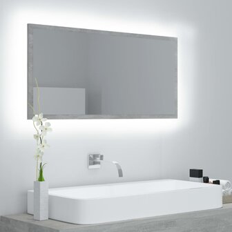 Badkamerspiegel LED 90x8,5x37 cm acryl betongrijs 1