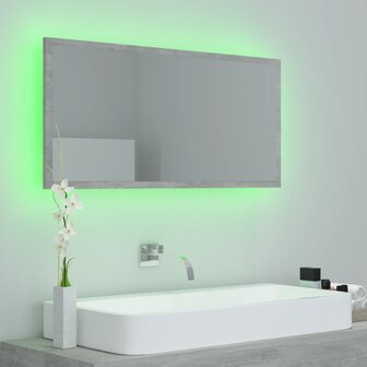 Badkamerspiegel LED 90x8,5x37 cm acryl betongrijs 9