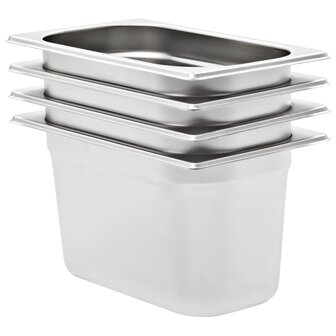 Gastronormbakken 4 st GN 1/4 150 mm roestvrij staal  1