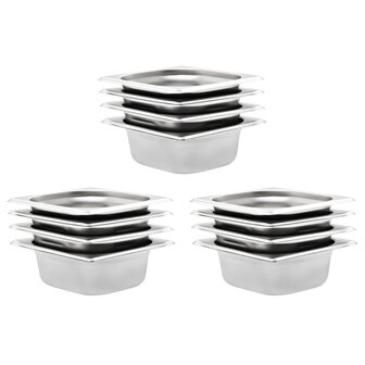 Gastronormbakken 12 st GN 1/6 65 mm roestvrij staal  1