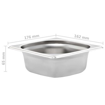 Gastronormbakken 12 st GN 1/6 65 mm roestvrij staal  8